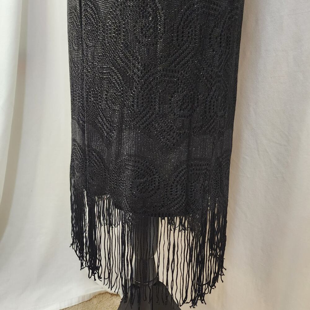 a'gaci Black Midi Fringe Slip Dress - Picture 5 of 10